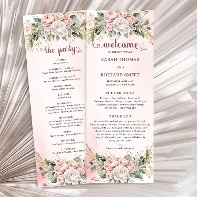 Programme Fleur Rose Gold Féminin Eucalyptus (Feminine Rose Gold Flowers Eucalyptus Program)