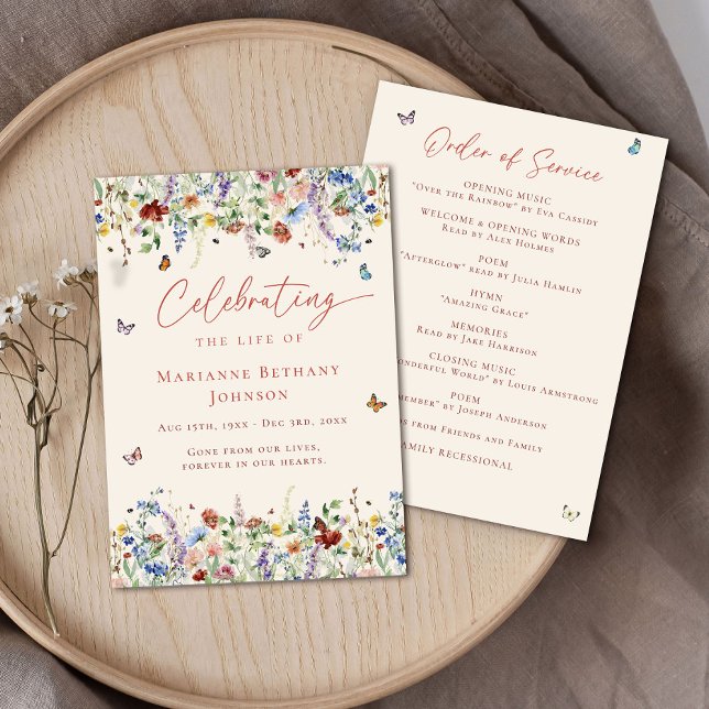 Programme Fleur sauvage Célébration de la vie Ordre du servi (Créateur téléchargé)