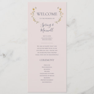 Programme Fleur sauvage de printemps Blush Wedding Program
