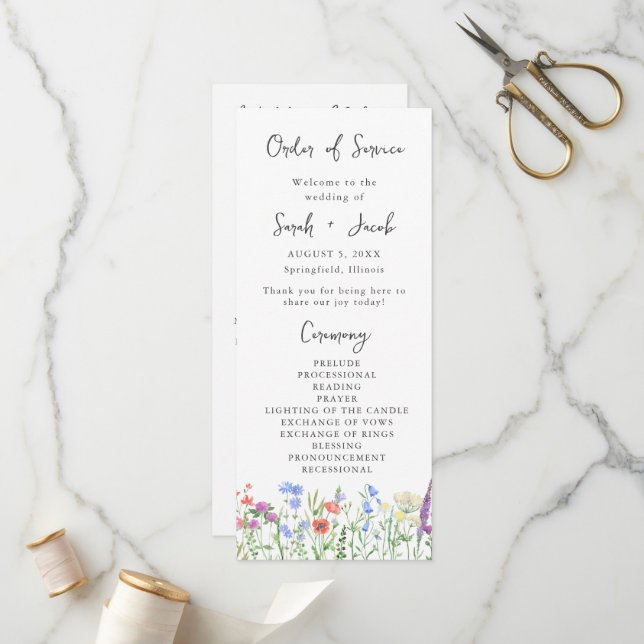 Programme Fleur sauvage de printemps Boho Garden Wedding Pro (Devant/Arrière en situation)
