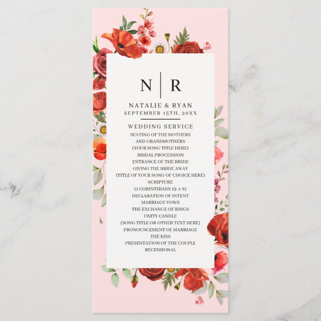 Programme Fleur sauvage  Pink Monogram Mariage (Devant)