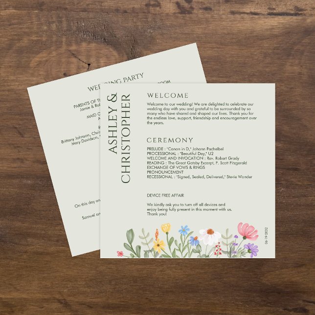 Programme Fleur sauvage rustique moderne Mariage de taille d (Créateur téléchargé)