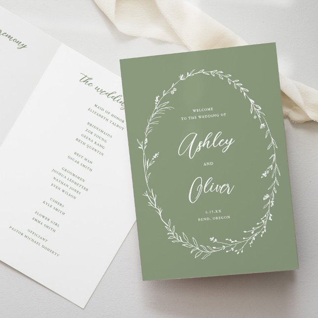 Programme Fleur sauvage rustique Sage Green Mariage de couro (Créateur téléchargé)
