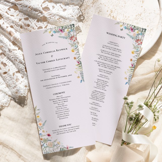 Programme Fleur sauvage simple Fern Lavender Mariage plat (Créateur téléchargé)