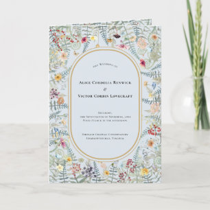 Programme Fleur sauvage vintage Fern Dusty Blue Mariage plié