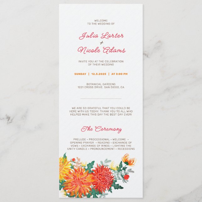 Programme Fleurs de Dahlia de printemps jaune orange pastel  (Devant)