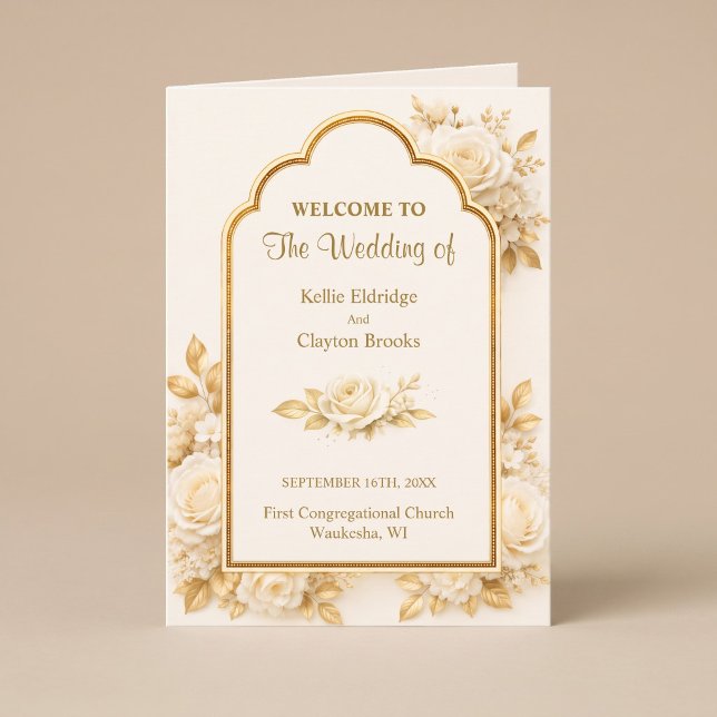 Programme Fleurs de mariage pliées ivoire et champagne (Créateur téléchargé)