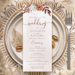 Programme Fleurs de rouille en terre cuite Boho Mariage de f<br><div class="desc">Cartes de programme de mariage de style bohème moderne avec des fleurs d'aquarelle et des feuilles de chute dans les tons de terre comme rouille brun,  orange brûlé et terre cuite. Un choix parfait pour les mariages d'automne.</div>
