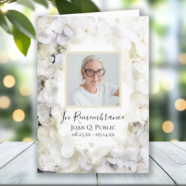 Programme Fleurs d'Hydrangée Blanche Service funéraire Plié (Créateur téléchargé)