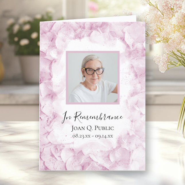 Programme Fleurs d'Hydrangée rose Service funéraire plié (Créateur téléchargé)