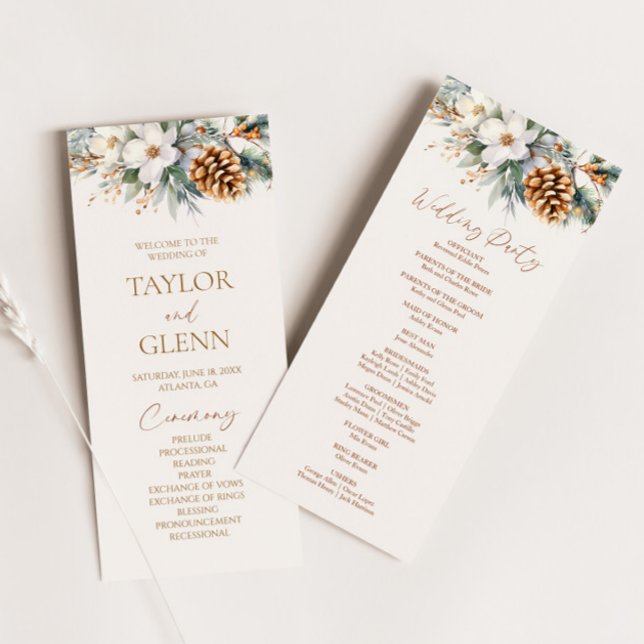 Programme Fleurs florales hivernales Pine Tree Cone Mariage (Créateur téléchargé)