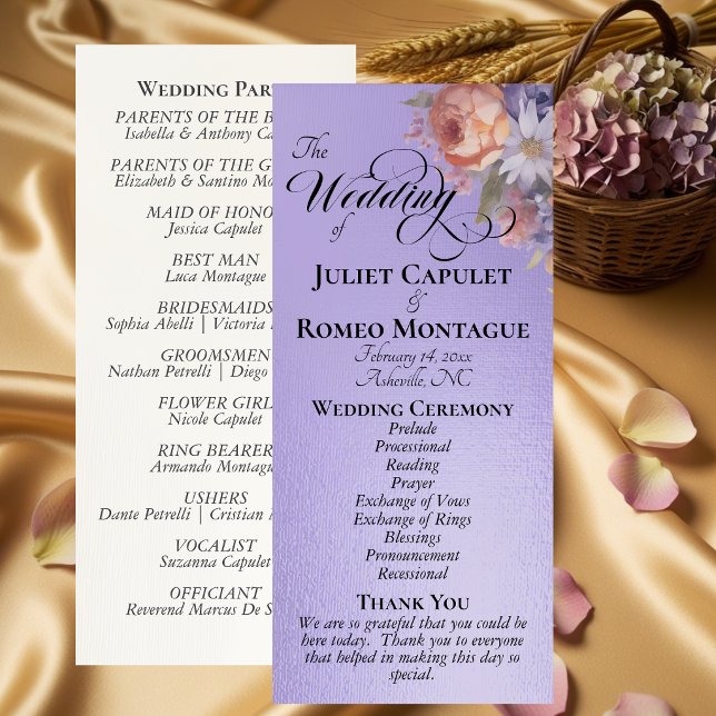 Programme Fleurs sauvages à l'aquarelle - Mariage bleu lilas (Créateur téléchargé)