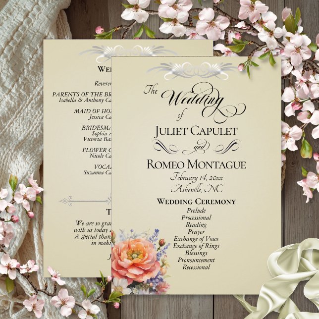 Programme Fleurs sauvages aquarelle - Mariage au blé (Créateur téléchargé)