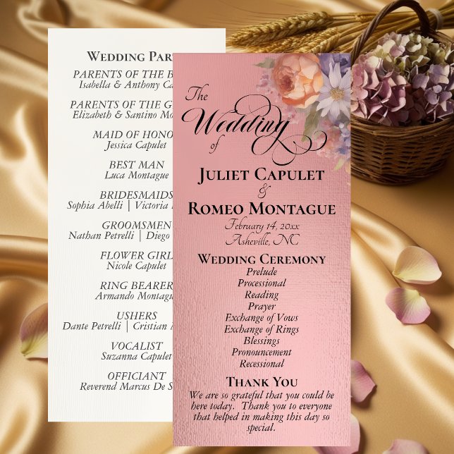 Programme Fleurs sauvages aquarelle - Mariage Rose Gold (Créateur téléchargé)