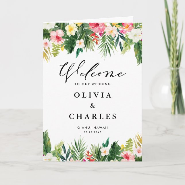 Programme Fleurs tropicales aquarelle Mariage d'été (Devant)