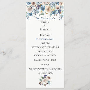 Programme floral bleu poussiéreux de mariage