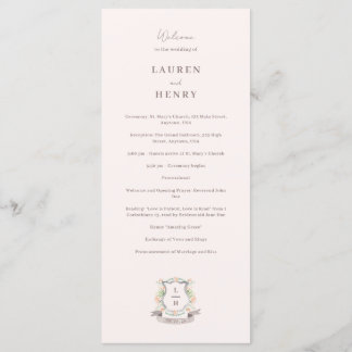 Programme Floral Crest Aquarelle Monogramme Mariage