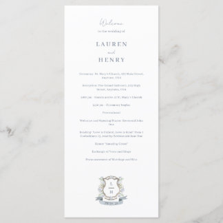 Programme Floral Crest Aquarelle Monogramme Mariage