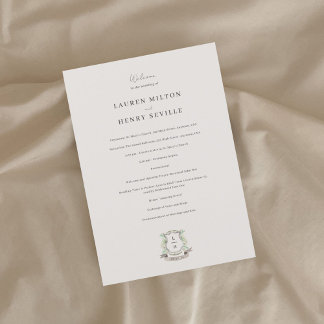 Programme Floral Crest Aquarelle Monogramme Mariage
