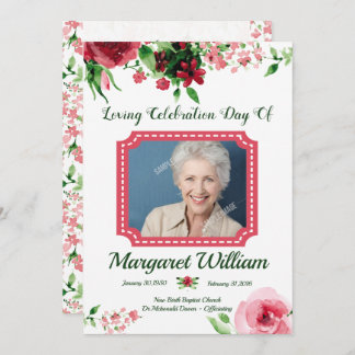 Programme Floral Funeral Program Card Template 