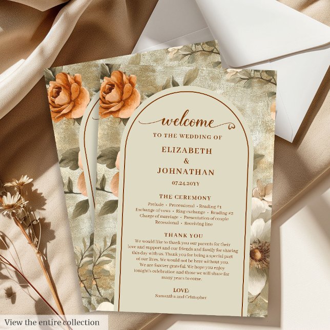 Programme Floral Moderne Boho Terreux Rouillé Ivoi (Modern Boho Earthy Ivory Sage Floral Program)