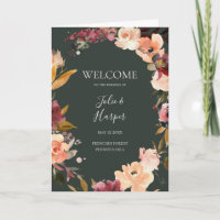 Floral Orange Bourgogne | Mariage plié vert