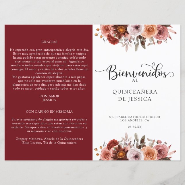 Programme Floral Quinceanera de Bourgogne (Devant)