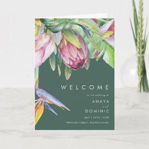 Programme Floral tropical coloré Mariage plié vert