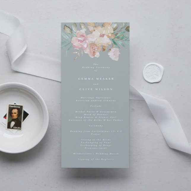 Programme Flores d'aquarelle rustique sur Mariage vert Sage (Créateur téléchargé)