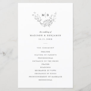 Programme Formel Minimal de Mariage Monogramme