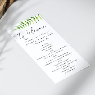 Programme Fougère aquarelle. Écriture botanique de mariage f