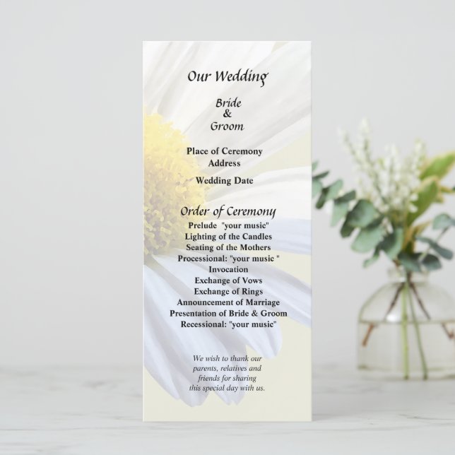 Programme Fournitures de Mariage de marguerite et d'ombre (Debout devant)