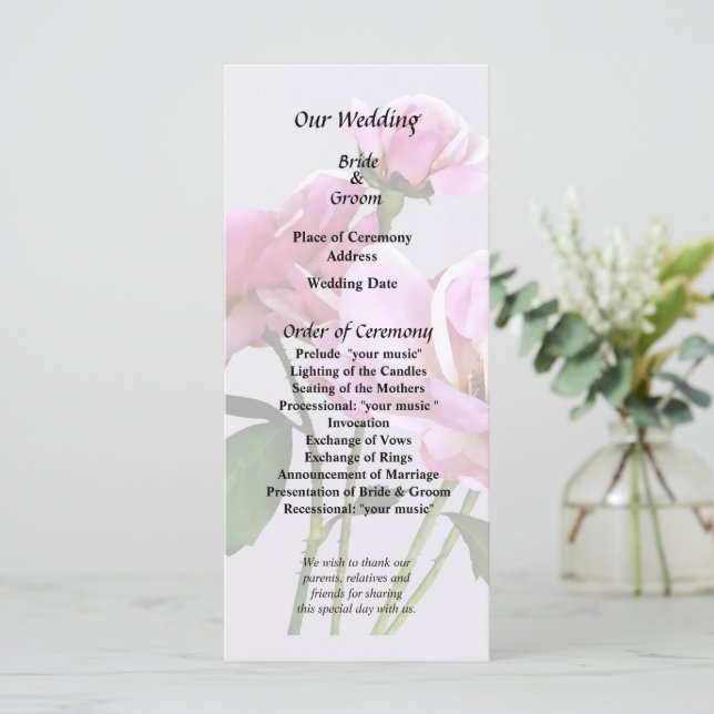 Programme Fournitures de mariage Roses Miniatures Roses (Debout devant)