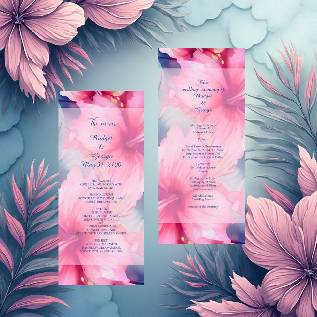 Programme fuchsia hawaïen floral tropical mariage hibiscus (Créateur téléchargé)