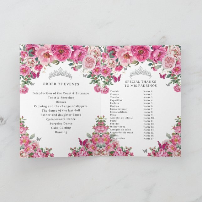 Programme Fuchsia Quinceanera Padrinos Church Events Program (Intérieur)