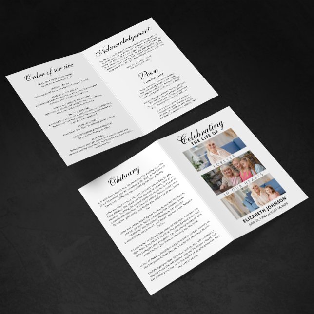 Programme Funérailles élégantes avec collage de photos (Créateur téléchargé)
