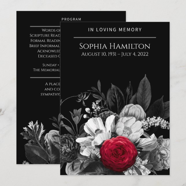 Programme Funérailles florales noires et blanches (Devant / Derrière)