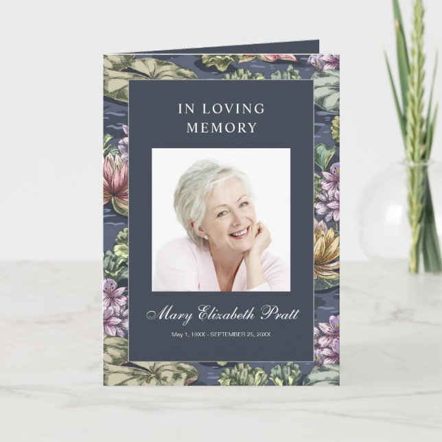 Programme Funérailles multicophoto bleu foncé (Devant)