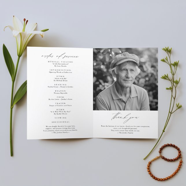 Programme Funérailles Photo nécrologie Ordre de service plié (Créateur téléchargé)