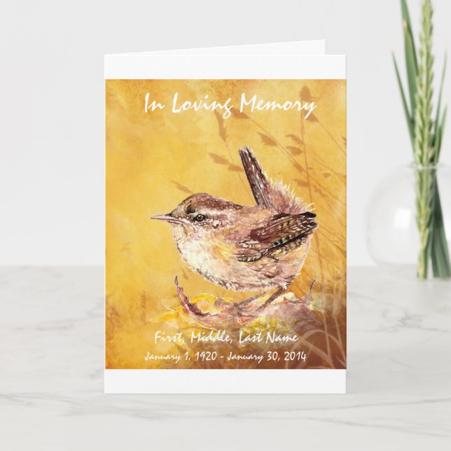 Programme funéraire Aquarelle personnalisée Oiseau (Devant)