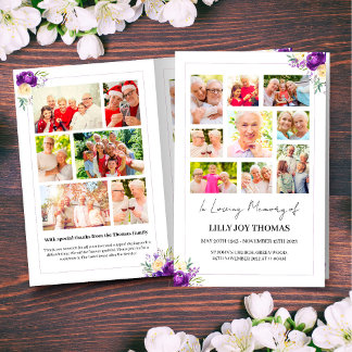 Programme funéraire avec fleurs violettes et crème