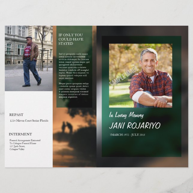 Programme funéraire Circulaire Modèle (Devant)