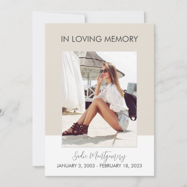 Programme funéraire classique beige et blanc (Devant)