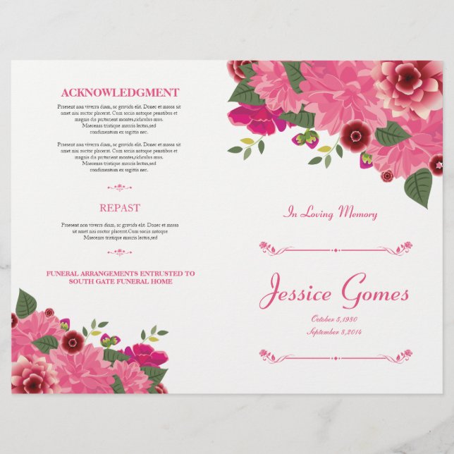 Programme funéraire de l'ordre de service Circulai (Devant)