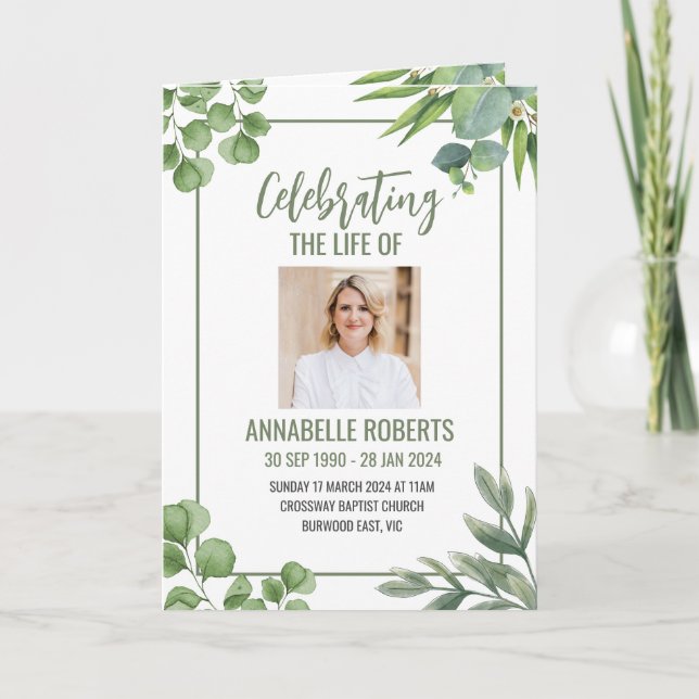 Programme funéraire - Eucalyptus Design Feuille (Devant)