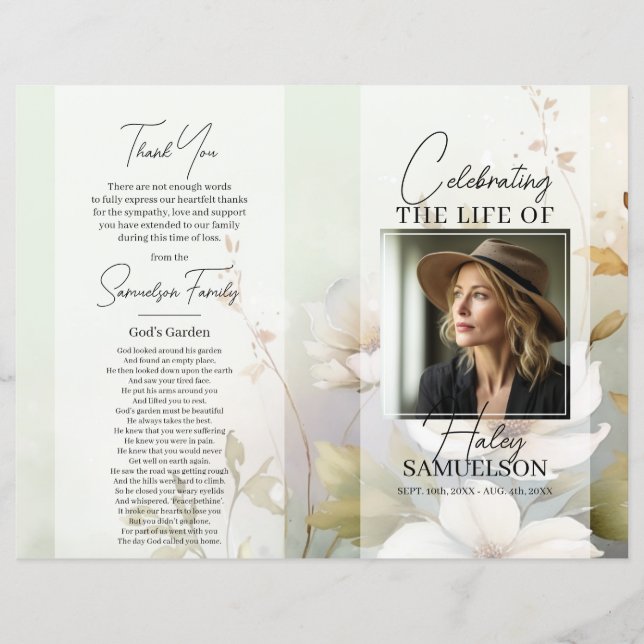 Programme funéraire Fleurs sauvages commémoratifs  (Devant)