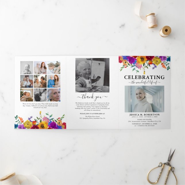 Programme funéraire floral brillant et audacieux (Extérieur)