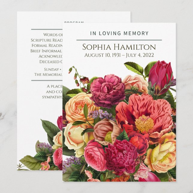 Programme funéraire floral sur mesure (Devant / Derrière)