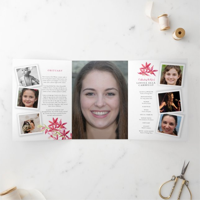 Programme funéraire joaillerie rouge orchidée fleu (Intérieur)