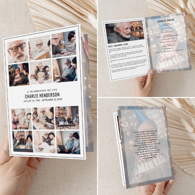 Programme Funéraire Moderne De 15 Photos Avec Bio  (Créateur téléchargé)